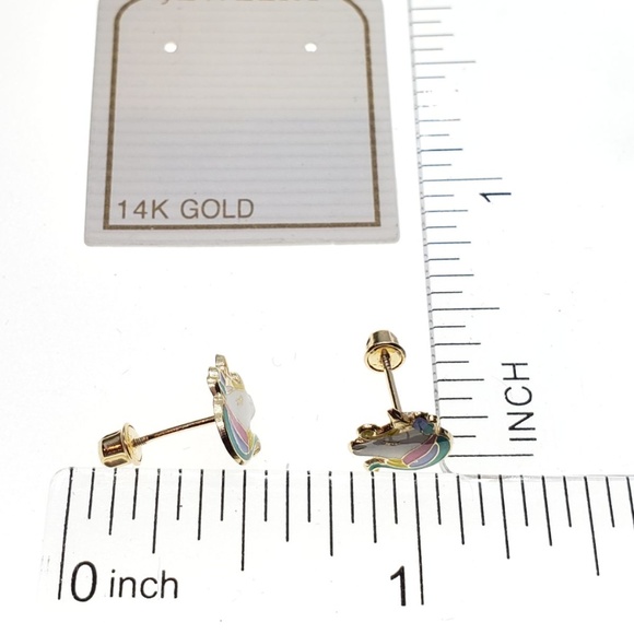 14K Solid Gold • Unicorn Enamel Resin Unicorn• Scr - Picture 6 of 6
